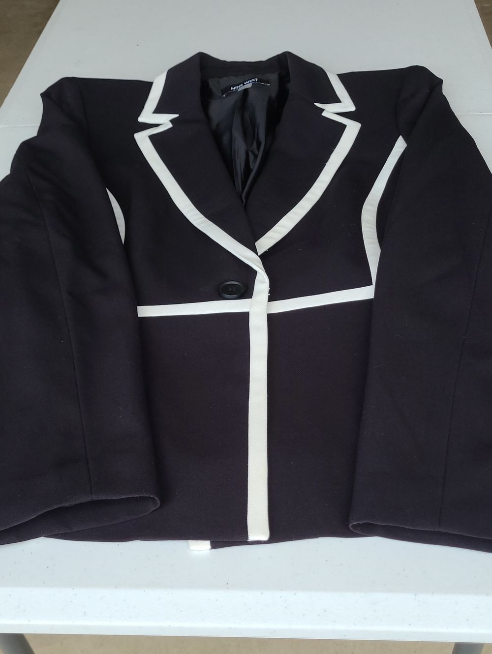 Nine West Black Blazer with White Piping